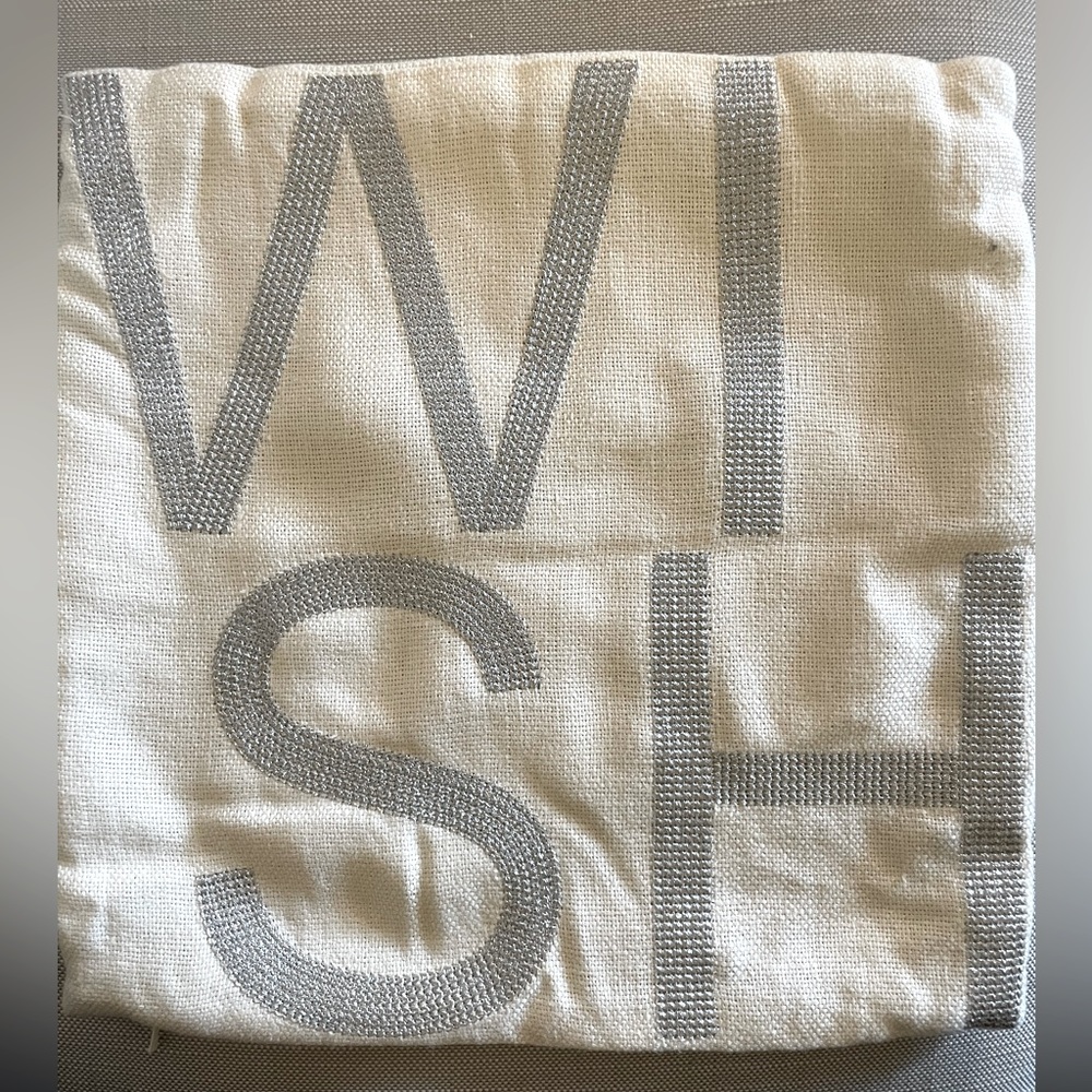 WISH pillow by Pottery Barn • linen metallic holiday Christmas accent decor